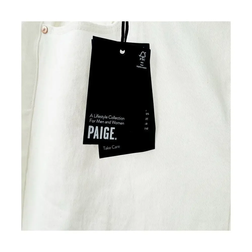 Paige Cindy High Rise Straight Leg Jeans Tonal Ecru White Size 33 NWT